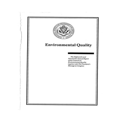 August 1987 1988 The Eighteenth Annual Report Of The Council on Environmental...