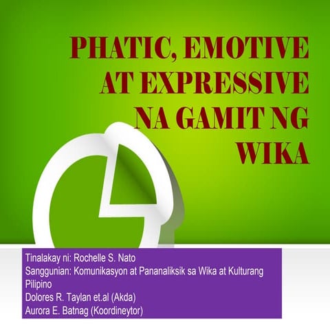 Phatic, Emotive at Expressive na Gamit ng Wika
