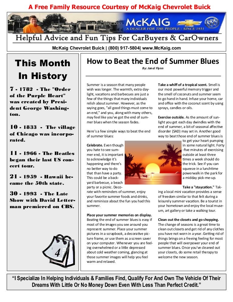 Mckaig Chevrolet Buick August 2013 Newsletter