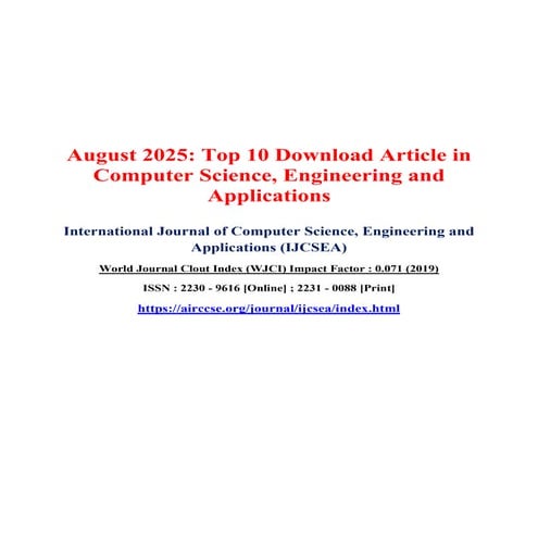 August 2025: Top 10 Download Article in Computer Science, Engineering and Applications