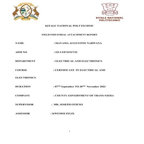 Naita training report Electro serv | PDF