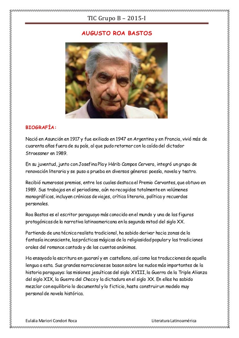 Biografia De Augusto Roa Bastos