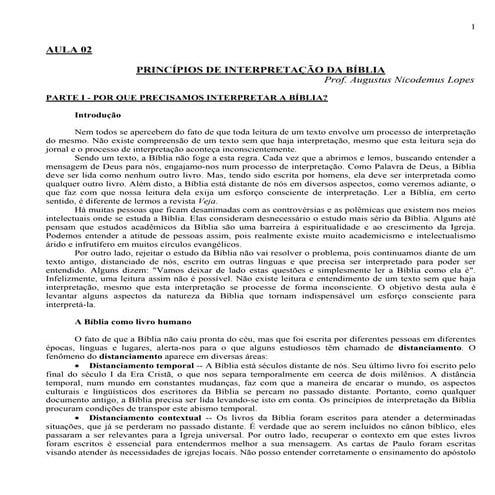 Augustus Nicodemos   princípios de interpretação da bíblia