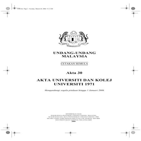 Akta Universiti dan Kolej Universiti (AUKU), 1971