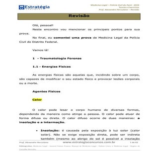 Resumo de Medicina Legal p/ PC-PA