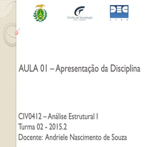 Aula 1 apresentação da disciplina | PPT