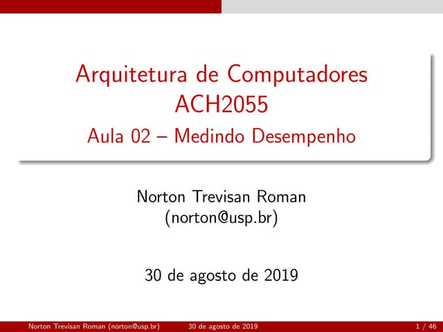 (ACH2055) Arquitetura de Computadores - Aula 02