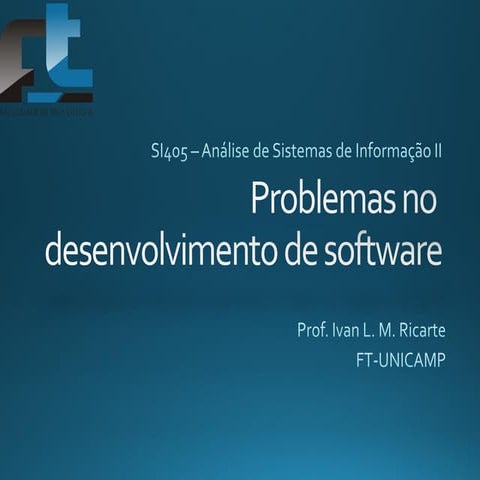 Problemas no desenvolvimento do software
