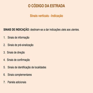 Código da estrada - sinais verticai...