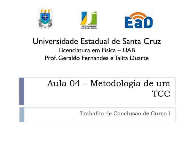 Aula 04   metodologia de um tcc