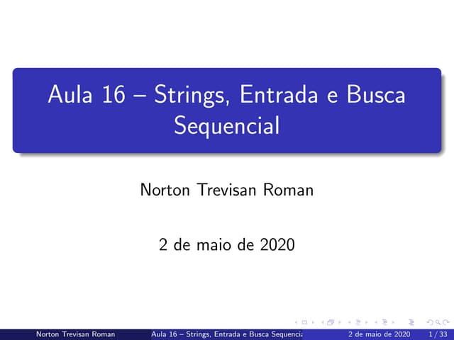 (ACH2001) Introdução à Programação - Aula 16