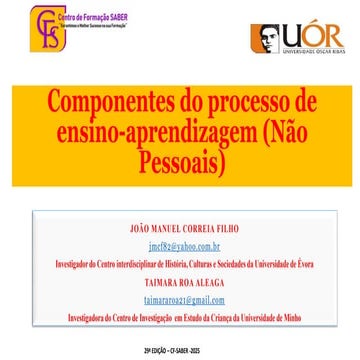 Componentes do Processo de ensino aprendizagem
