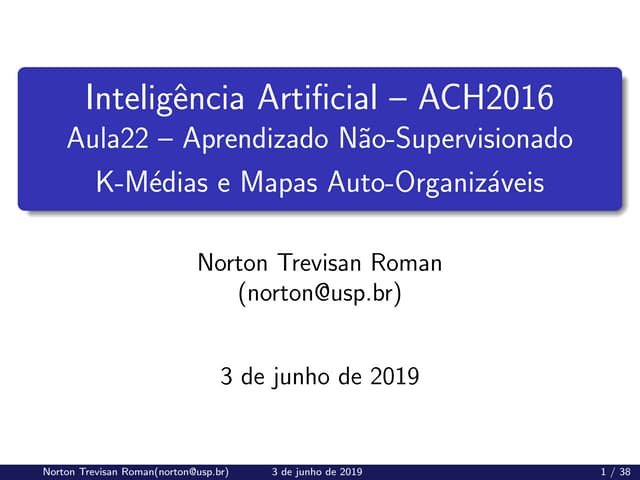 (ACH2044) Inteligência Artificial - Aula 22