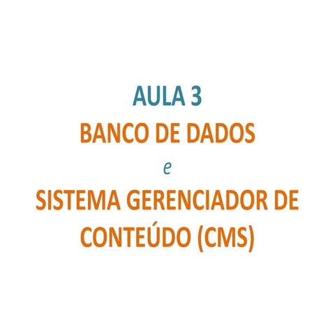 Banco de dados e CMS