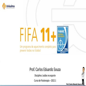Aula 3. Programa FIFA 11+ de prevenção de lesões