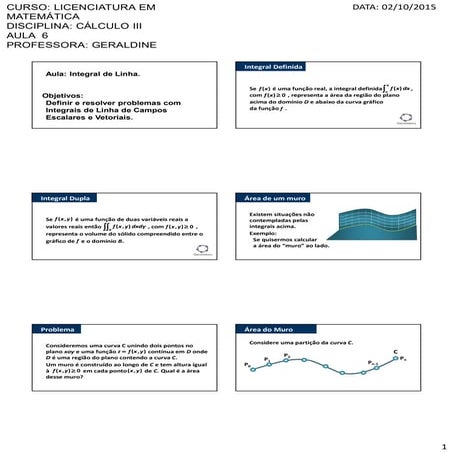 Aula 4   Cálculo III Integral de linha :)