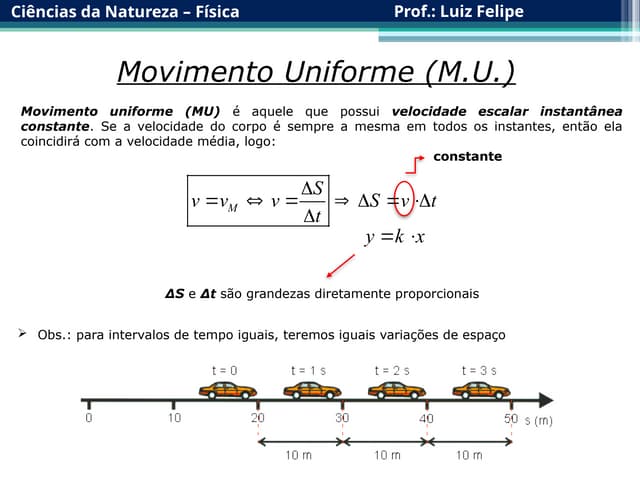 Aula 4b - Movimento uniforme (1). Velocidade constante | PPTX
