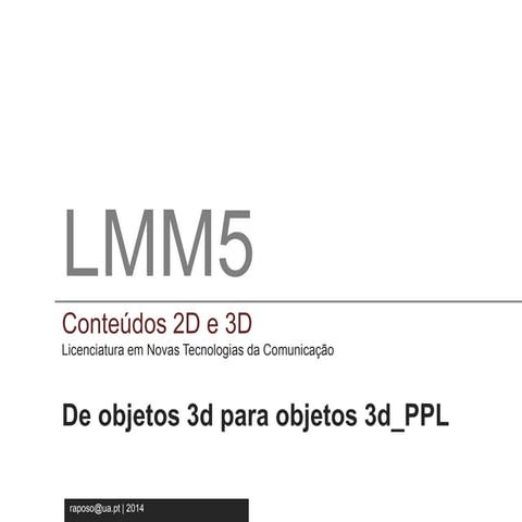 Aula4 digitalização de objetos 3d para objectos 3d | PPTX