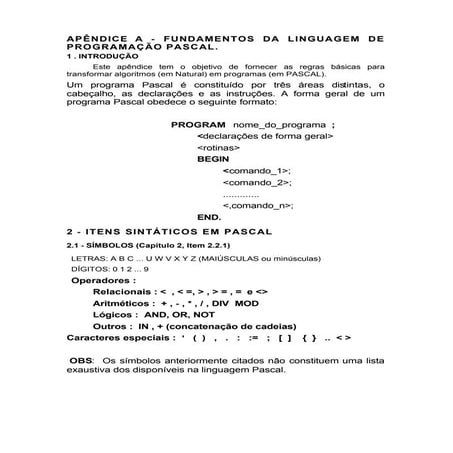 Apostila linguagem pascal | PDF
