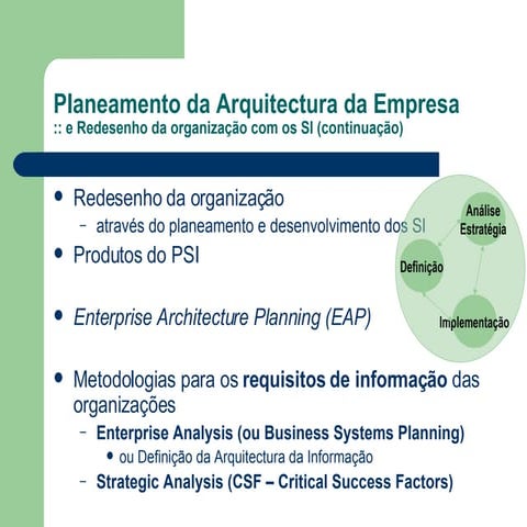 Aula9 TESI UFS  Continuacao Redesenho e Planejamento da Arquitetura da Empresa 