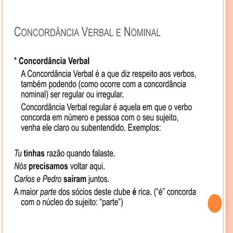 Aula concordância verbal e nominal apresentação | PPSX
