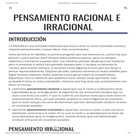 Aula de Filosofía - Pensamiento racional e irracional.pdf