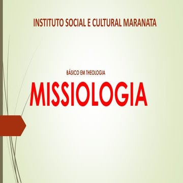 Aula de missiologia basico em theologia