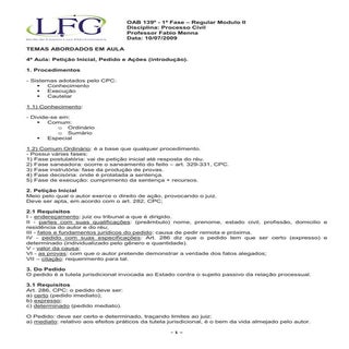 Aula petição inicial, pedido e açõe...