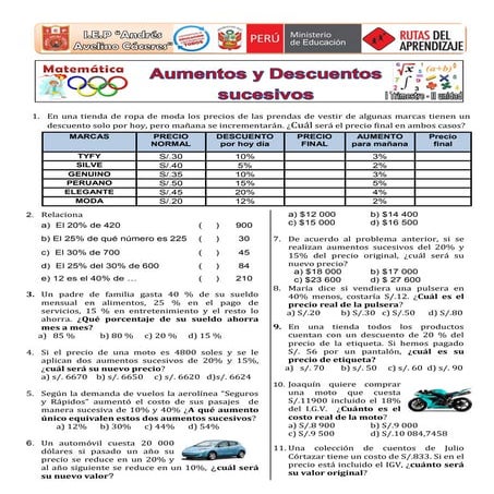 Aumentos y descuentos sucesivos