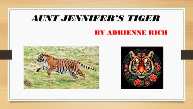 Aunt Jennifer's Tigers | PDF