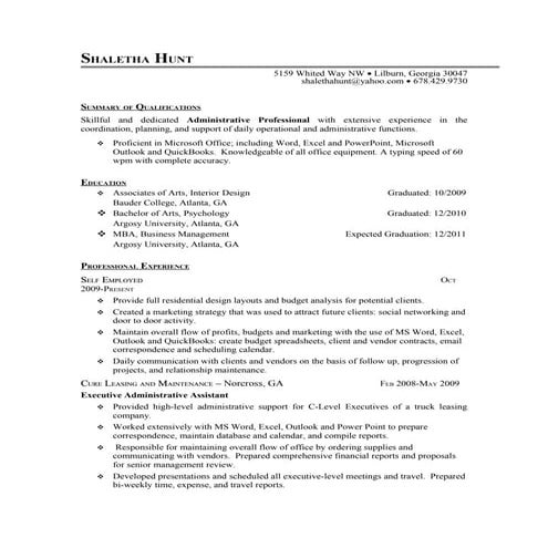 Shaletha Hunt Resume