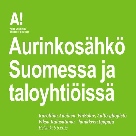 Aurinkosähkö Suomessa ja haasteet taloyhtiöissä