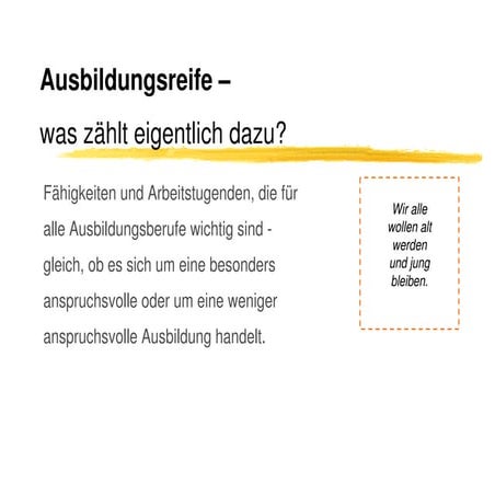 Was gehört zur Ausbildungsreife