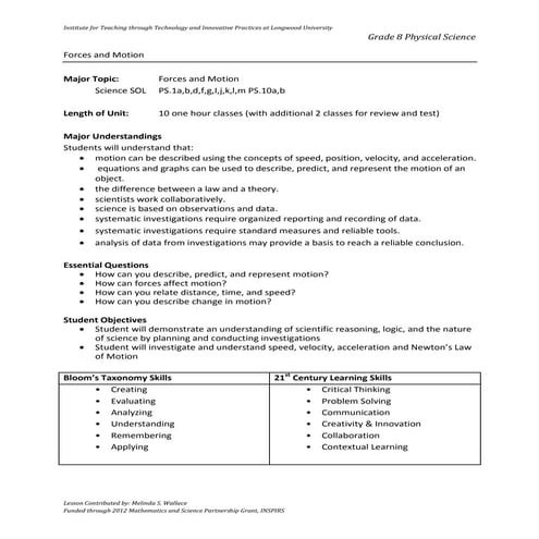 science g8 force motion