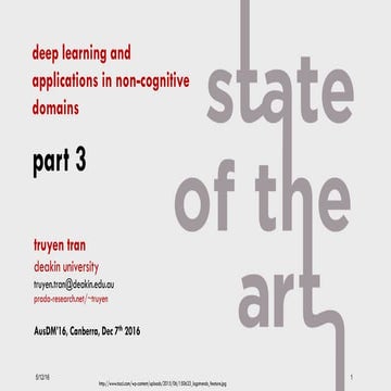 Deep learning and applications in non-cognitive domains III