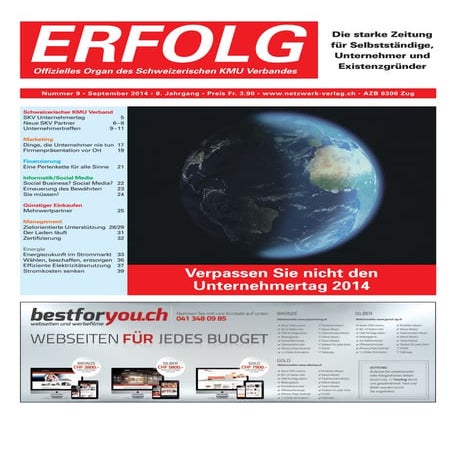 ERFOLG Offizielles Organ des Schweizerischen KMU Verband Ausgabe Nr. 9 - Sept...