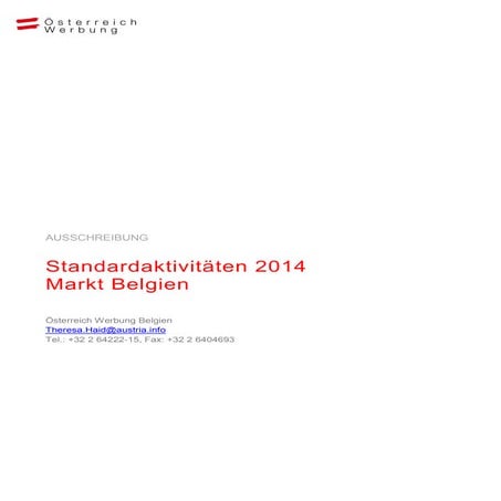 Ausschreibung Standardaktivitäten 2014