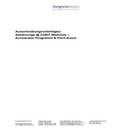 Seedlounge @ CeBIT Webciety 2012 - Ausschreibungsunterlagen