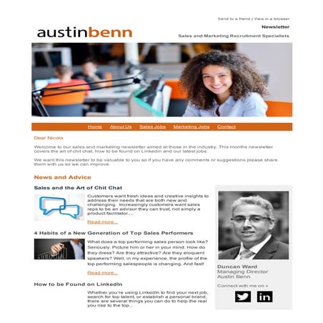 Austin Benn Recruitment - Sales & Marketing Newsletter (Candidates) Issue 4