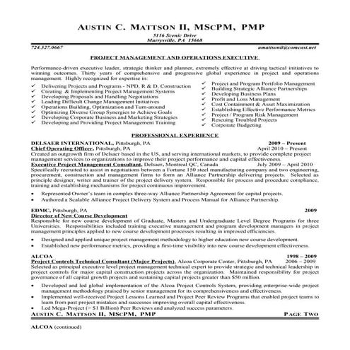Austin C. Mattson II Resume Aug10
