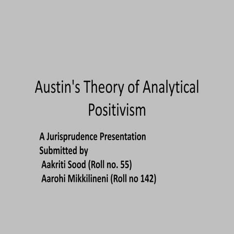 Austins theory of analytical positivism