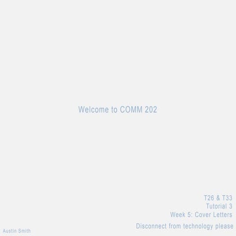 Week 5: Cover Letters