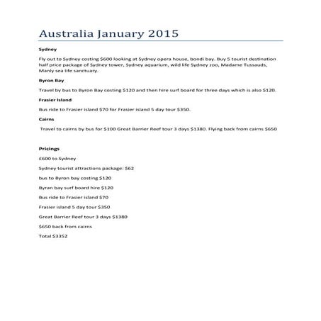 Australia january 2015