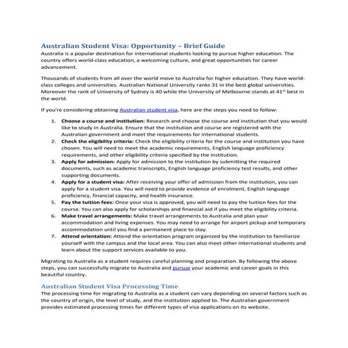 The Ultimate Guide To Navigating The Student Visa Process | PDF