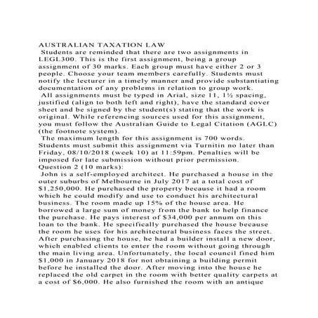 AUSTRALIAN TAXATION LAW  Students are reminded that there are tw.docx
