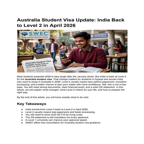 Australia Student Visa 2026 Guide – India Level 2 Students | PDF