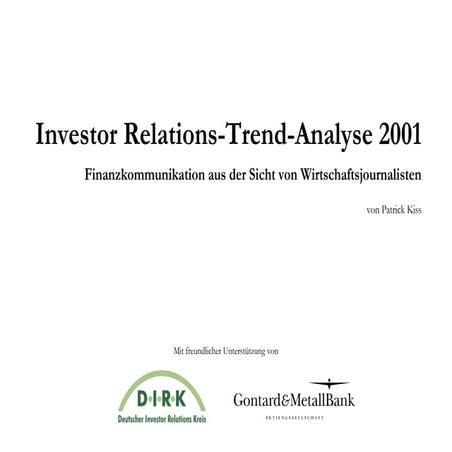Investor Relations-Trend-Analyse 2001