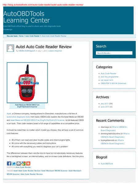 Auto code reader common features | PDF