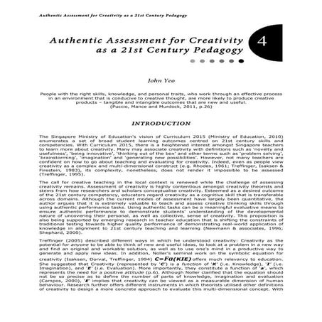 Authentic assessment for creativity_Yeo