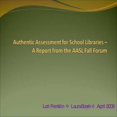Authentic Assessment For School Libraries